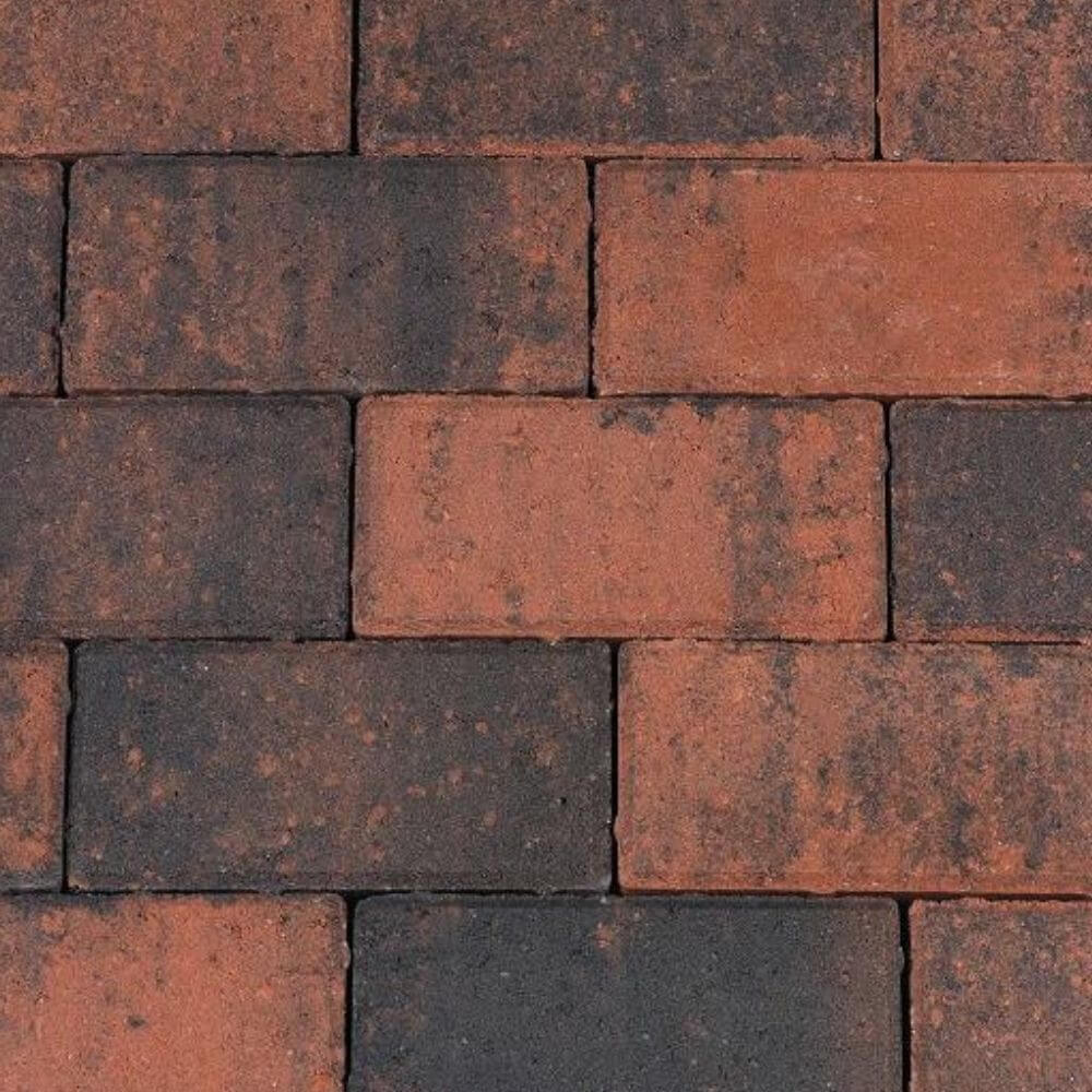Betonstraatsteen rood/zwart (21x10,5x6)