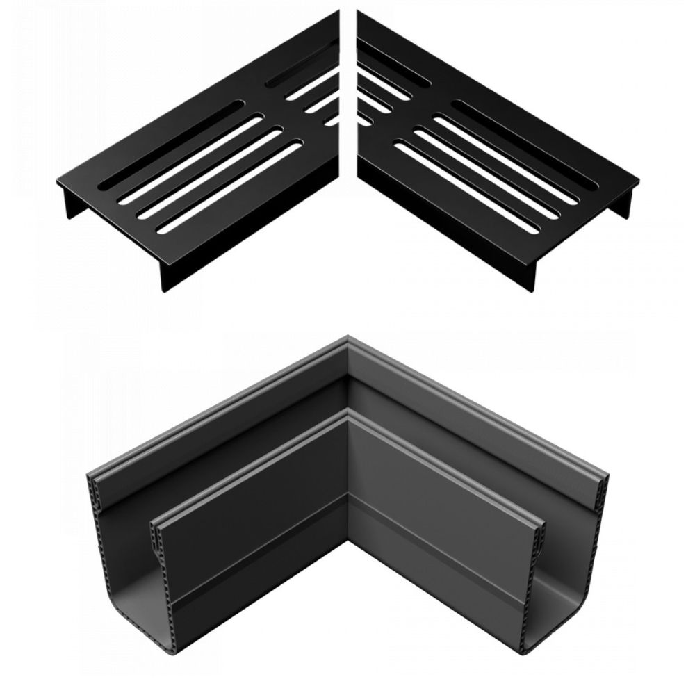 Ultra drain blackline L-hoekstuk incl. rooster