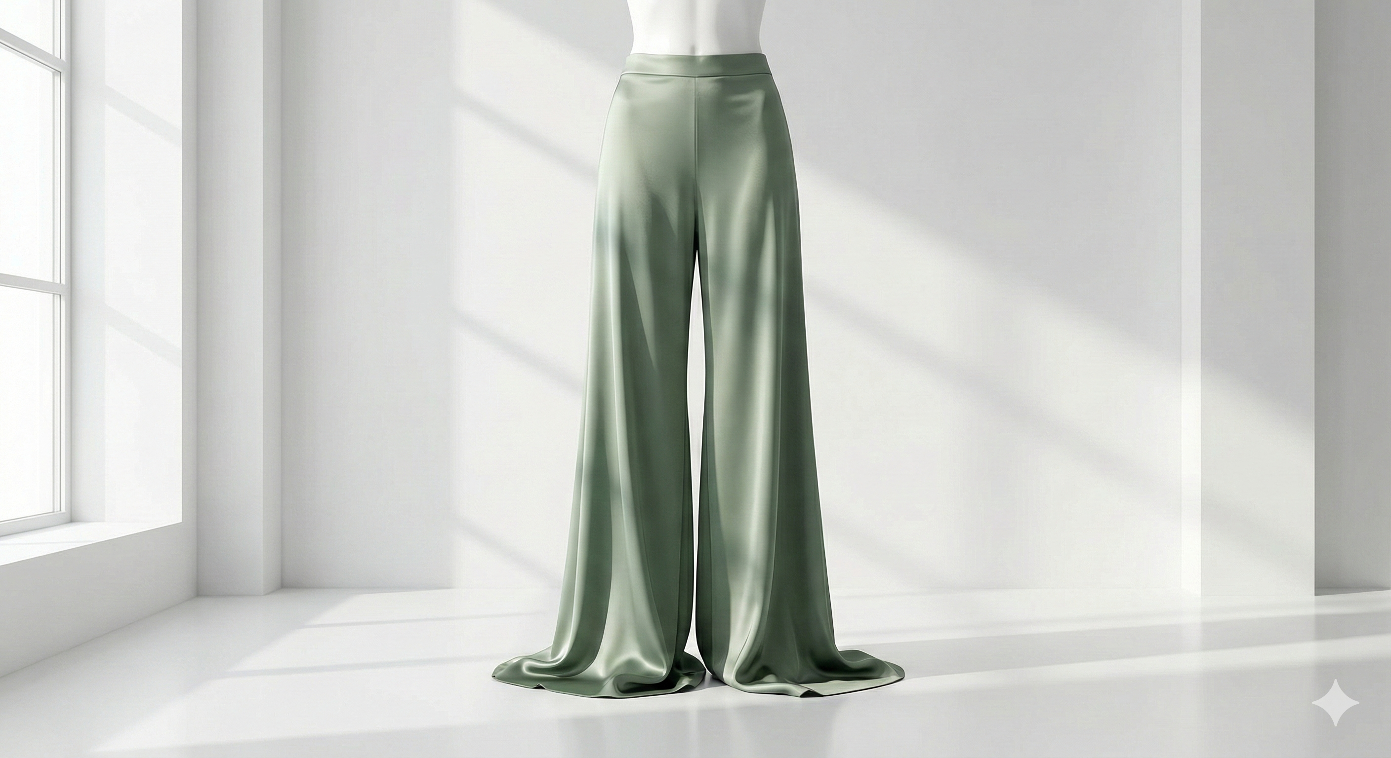 Vert Wide-Leg Silk Trousers